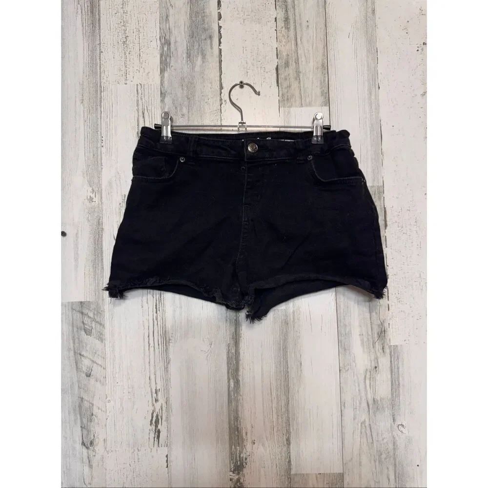 Cat & Jack Girls Black Denim Shorts Size XL 14/16 Ultimate Stretch Frayed Cutoff